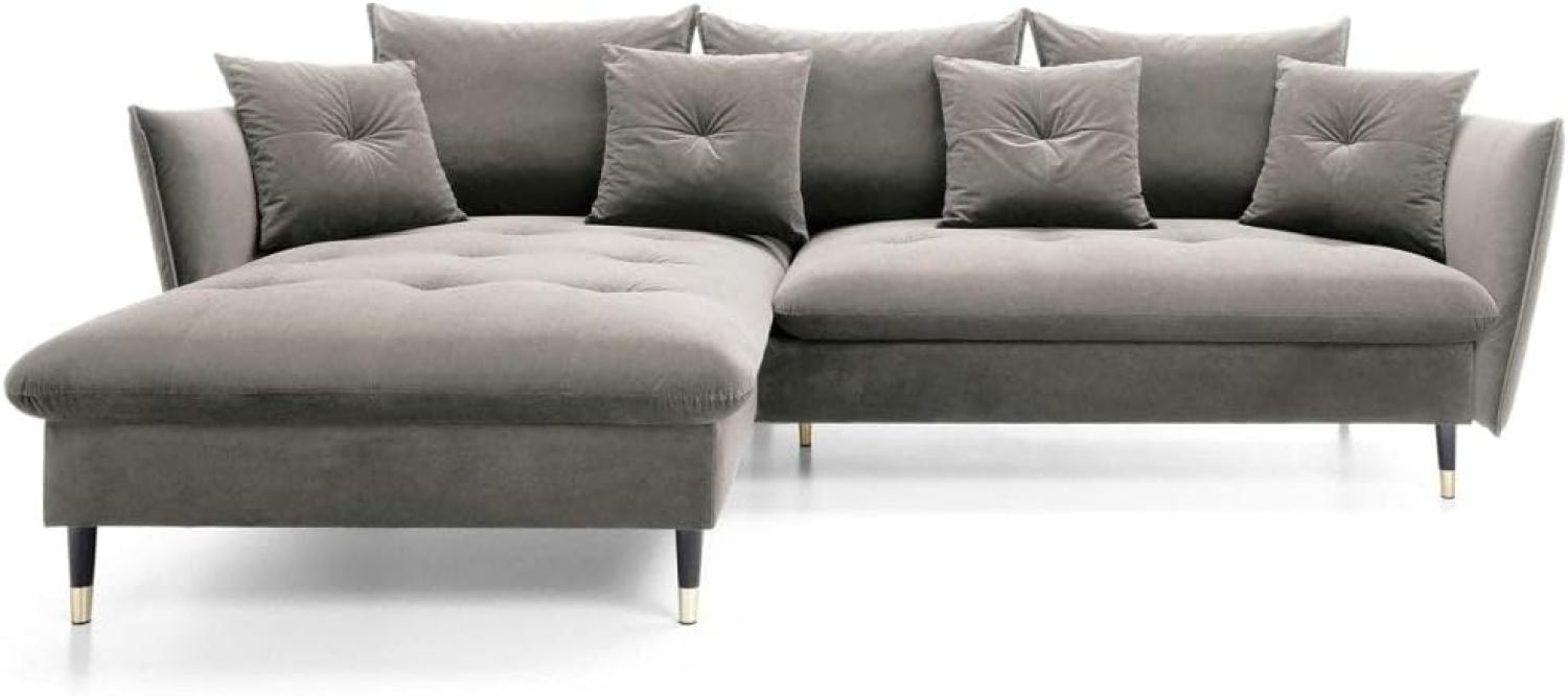 Designer Sofa Louise mit Schlaf- und Klappfunktion Grau links Bild 1