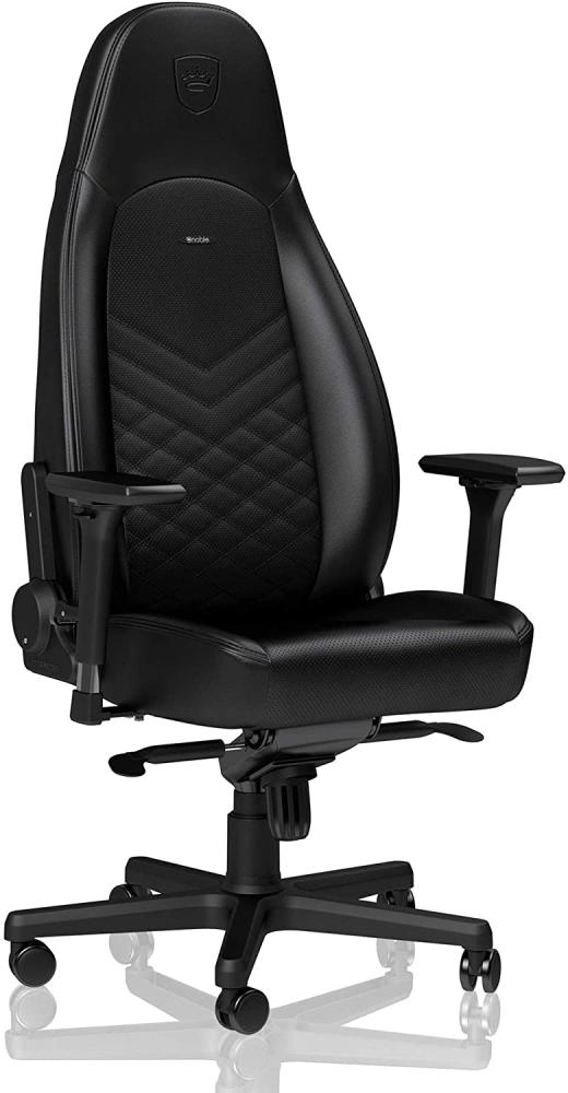 noblechairs ICON Gaming Stuhl Schwarz - Ergonomischer Bürostuhl 150 kg Belastbarkeit - Drehstuhl mit Rollen - Gaming PC Stuhl PU-Kunstleder - Office Chair Ergonomic - Inklusive Kissen Bild 1