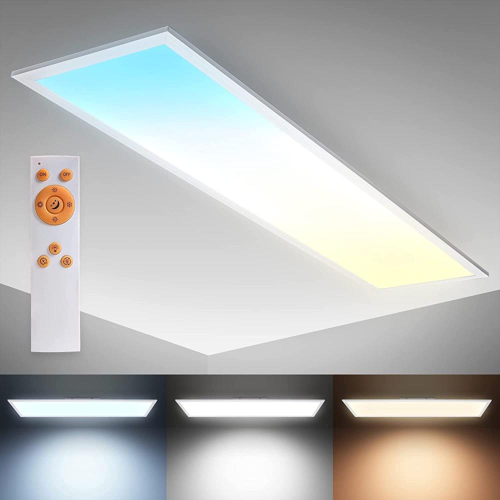 B.K.Licht Deckenleuchte LED Panel 100x25cm dimmbar 24 Watt 2200 Lumen ultra-flach Weiß BKL1326, Dimmfunktion, LED fest integriert, Farbwechsler, Kaltweiß, Neutralweiß, Warmweiß, Deckenlampe CCT 3000K-6500K inkl Fernbedienung Timer Nachtlicht Memory Bild 1