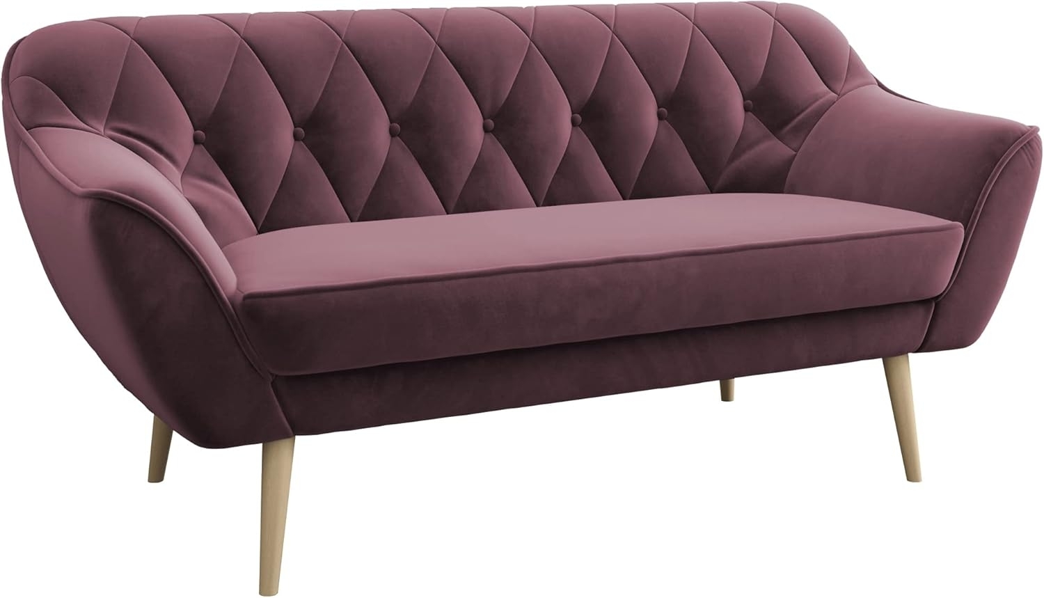 MKS MEBLE Sofa - Moderne Sofa - Skandinavische Deko Polstersofa - Pirs Loungesofa - DREI Personen Rosa Bild 1