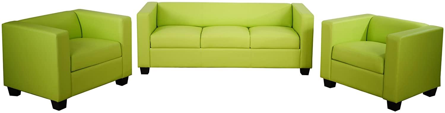 3-1-1 Sofagarnitur Couchgarnitur Loungesofa Lille ~ Kunstleder, hellgrün Bild 1