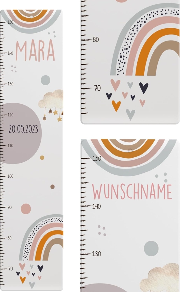 KIDSMOOD - Messlatte für Kinderzimmer Personalisiert, 70-140 cm - Messlatte Kinder Holz personalisiert Mit Namen für Baby- & Kleinkinderzimmer - Individuelles Geschenk für Kinder und Babys zum Geburt Bild 1