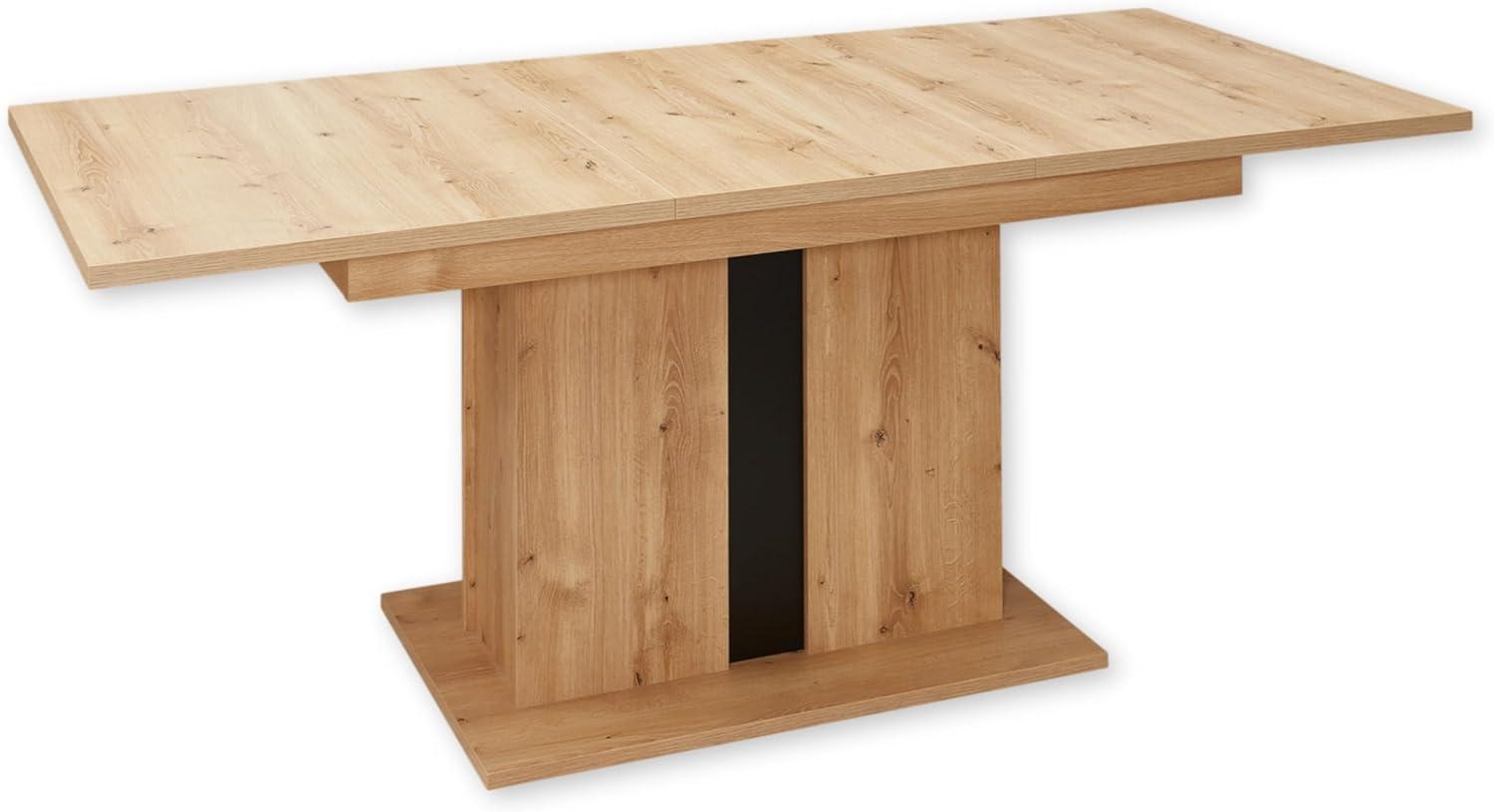 Stella Trading Esstisch massiv, Optik FSC-Zertifiziert-Ausziehbarer Säulentisch für Ihr Wohn-& Esszimmer, Altesche/Old Artisan Oak, 140-190 x 76 x 90 cm (B/H/T) Bild 1