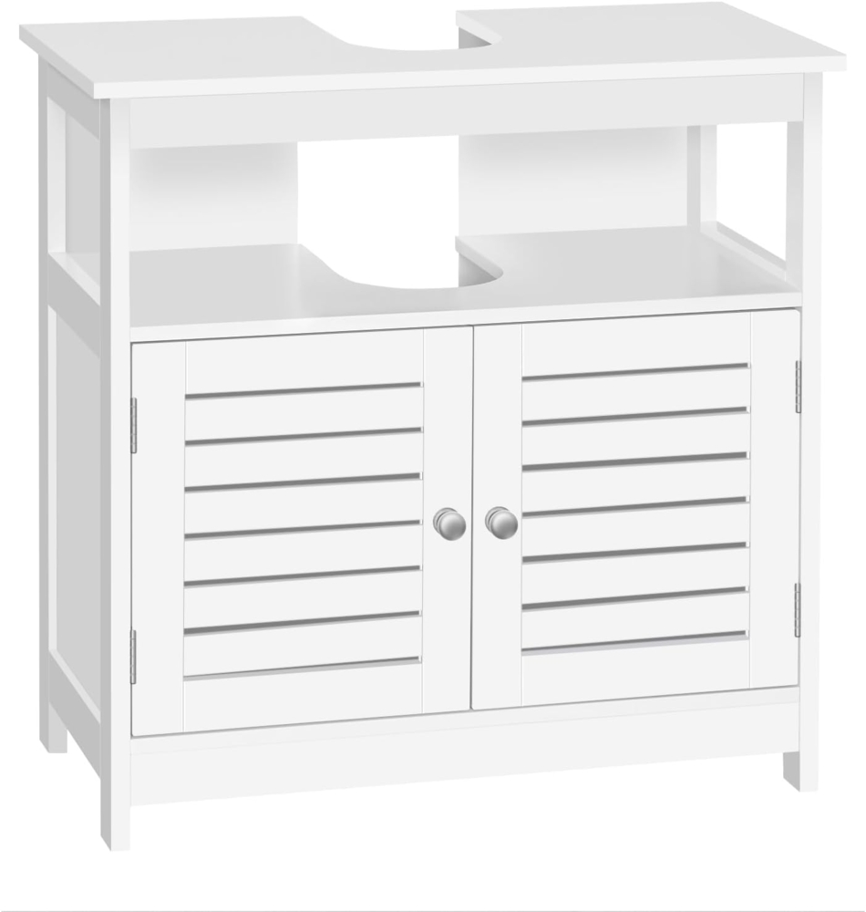 EUGAD Waschbeckenunterschrank Badezimmerschrank Unterschrank Waschtisch Badschrank mit 2 Türe mit Ablage 60 x 30 x 60 cm Weiß Bild 1