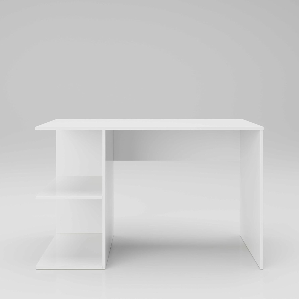 Taipei - Schreibtisch, Gamingtisch, Computertisch, Homeoffice Tisch, 2 offene Fächer und viel Stauraum, weiß Bild 1