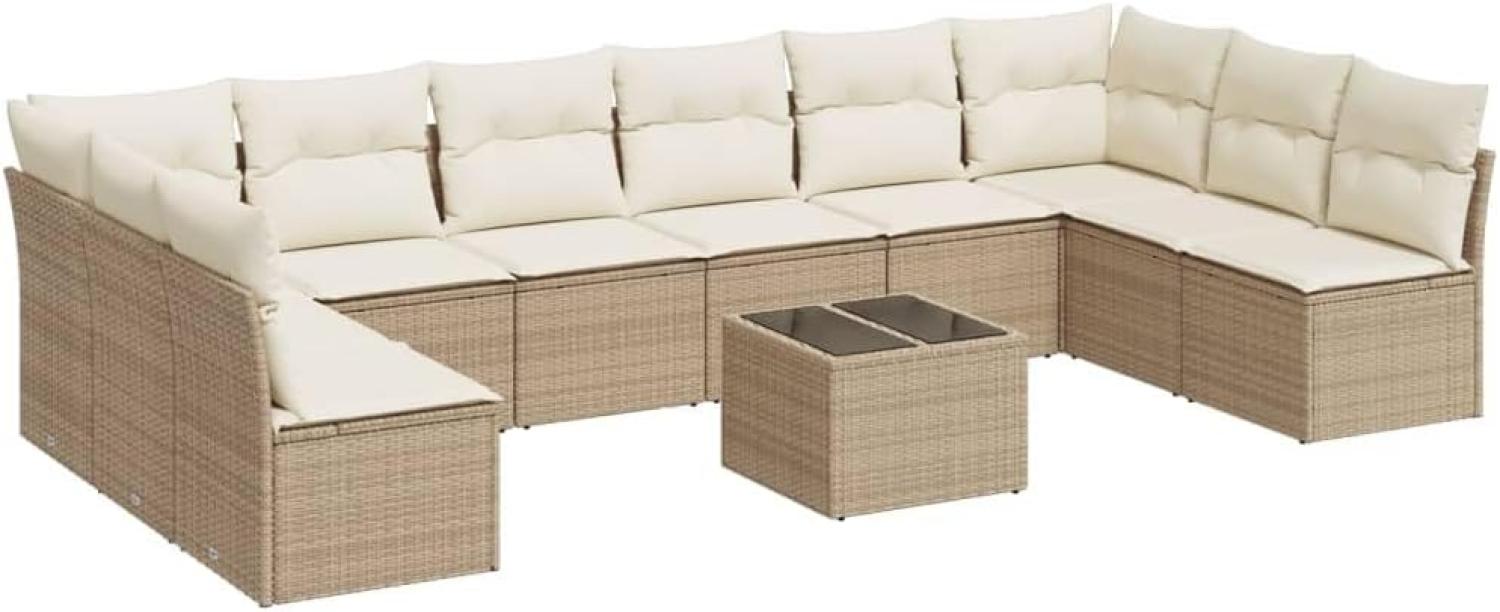 vidaXL 11-tlg. Garten-Sofagarnitur mit Kissen Beige Poly Rattan 3249937 Bild 1