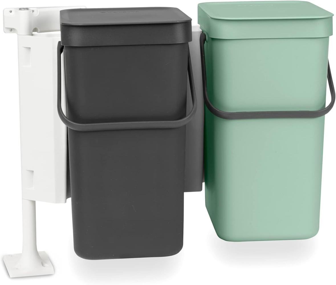 Brabantia 'Sort & Go' Abfallbehälter, Kunststoff, Dark Grey & Jade Green, 2 x 12 Liter Bild 1