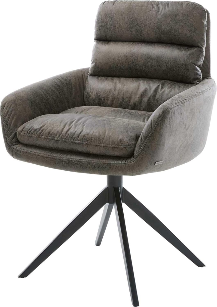 Drehstuhl Abelia-Flex mit Armlehnen Mikrofaser Grau Antik Kreuzgestell breit Schwarz 360° drehbar Wippfunktion Bild 1