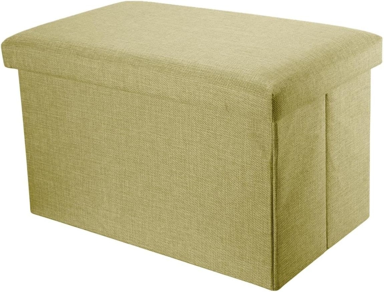 INTIRILIFE Faltbare Sitzbank 78 x 38 x 38 cm in FRÜHLINGS GRÜN - Sitzwürfel mit Stauraum und Deckel aus Stoff in Leinen Optik - Sitzcube Fußablage Aufbewahrungsbox Truhe Sitzhocker Bild 1