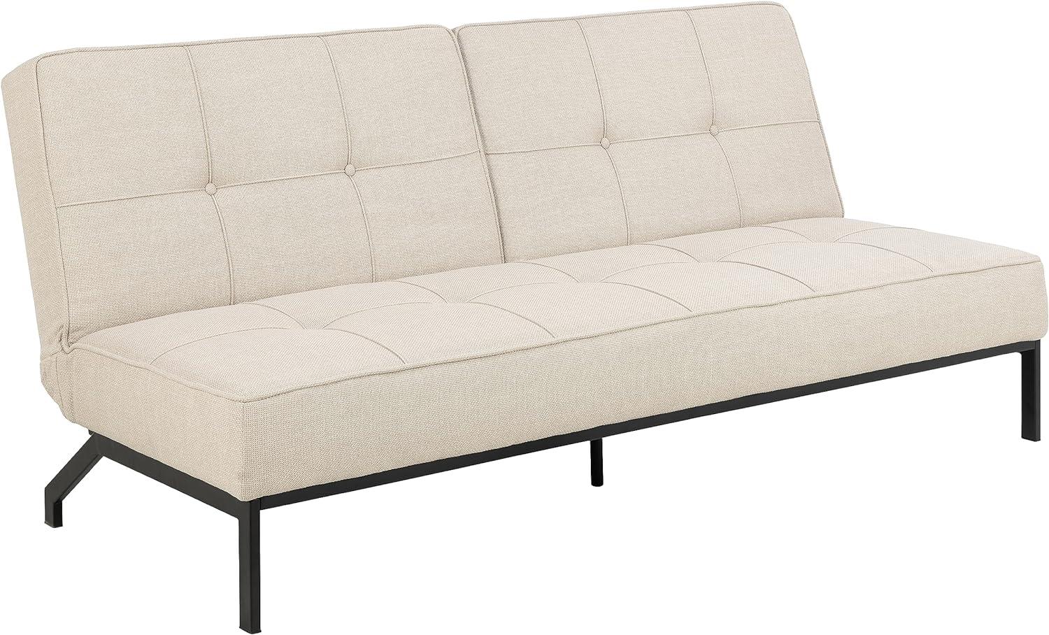 AC Design Furniture Bent Schlafsofa, Beige, mit 3 Liegepositionen, Moderner 3-Sitzer ohne Armlehne, Gepolstertes Sofa mit Zweifarbigem Effektbezug, Schwarzen Beinen, B: 198 x H: 87 x T: 95 cm Bild 1