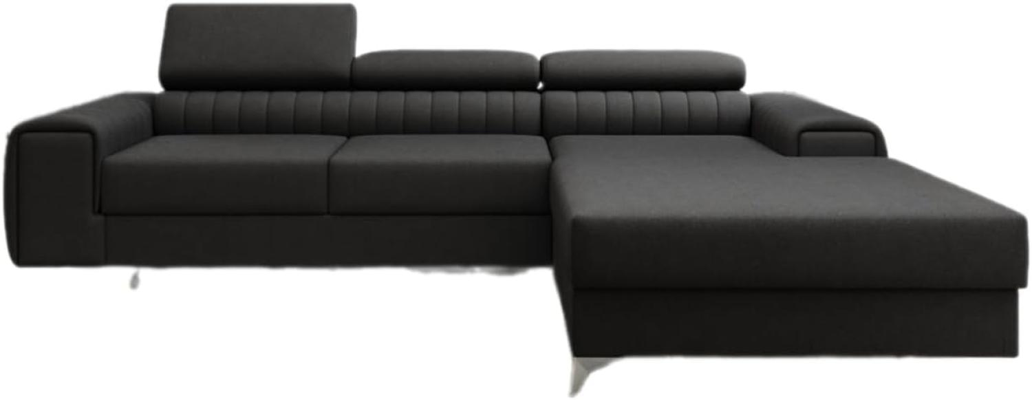 Designer Sofa Melinda mit Schlaf- und Klappfunktion Stoff Schwarz Rechts Bild 1