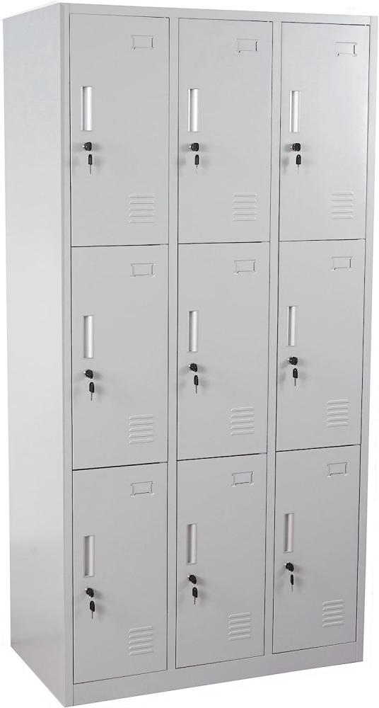 Schließfach Boston T829, Schließfachschrank Wertfachschrank Spind, Metall 9 Fächer ~ grau Bild 1