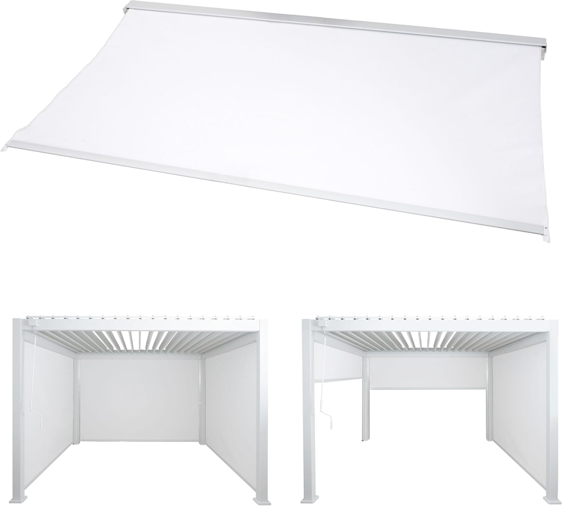 Seitenwand für Pergola HWC-N94 3x3m, Pavillon Rollo Ersatzseitenwand, Stoff/Textil 206x272cm ~ weiß Bild 1