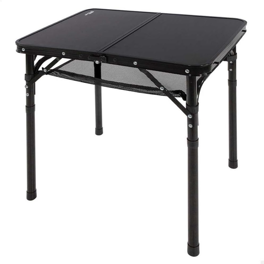 AKTIVE Kleiner Klapptisch, Schwarz, 60 x 45 x 27/56 cm, Höhenverstellbar, Anti-Rutsch-Stopper, Tragkraft 30 kg, Tragegriffe, Inkl. abnehmbarem Zusatznetz, Campingtische, Strand, Garten (63086) Bild 1