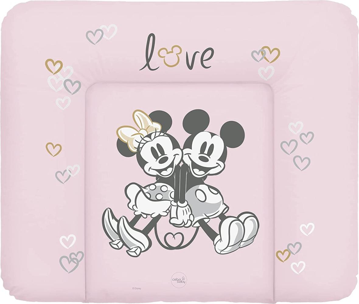 Ceba Baby Wickelauflage - Weiche Wickelunterlage zum Wechseln von Windeln, mit Disney-Motiven - Robustes PVC, abwaschbar - Wickeltischauflage - 85x72 cm - Minnie & Mickey Rosa Bild 1