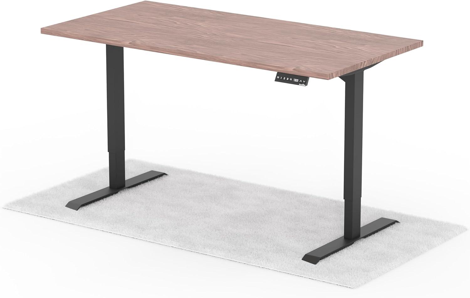 elektrisch höhenverstellbarer Schreibtisch DESK 160 x 80 cm - Gestell Schwarz, Platte Walnuss Bild 1