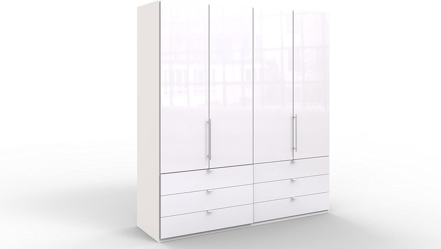 WIEMANN Loft Kleiderschrank, Schlafzimmerschrank, Gleittürenschrank, Drehtürenschrank, mit Schubladen, Glas, in weiß, B/H/T 200 x 216 x 58 cm Bild 1