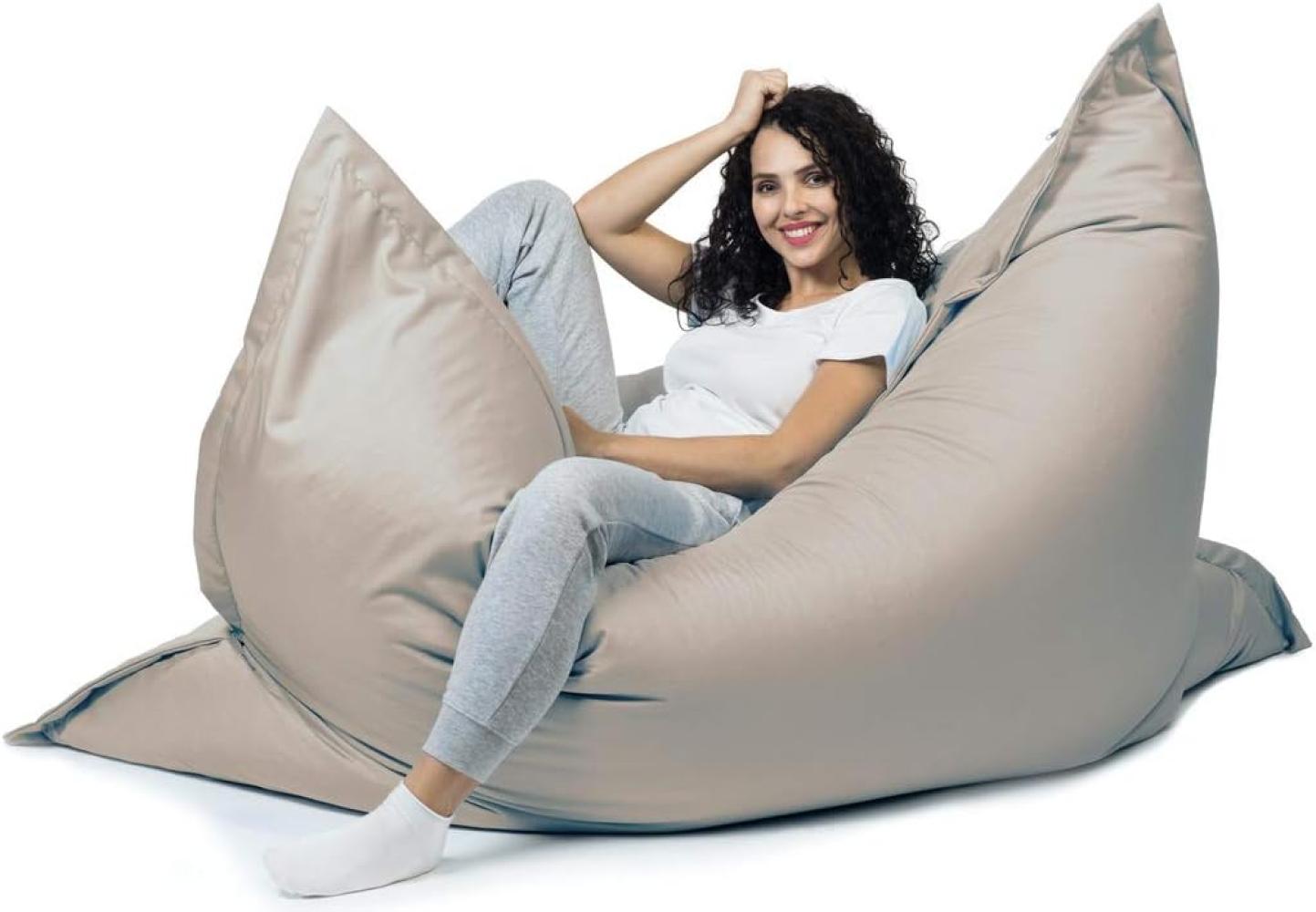 sunnypillow XL Sitzsack, Riesensitzsack Outdoor & Indoor 100x150 cm mit 140L Styropor Füllung Sessel für Kinder & Erwachsene Sitzkissen Sofa Beanbag viele Farben und Größen zur Auswahl Grau Bild 1