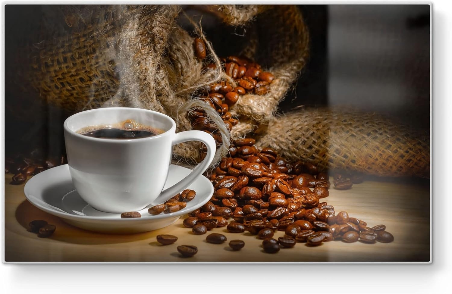 DEQORI Schneidebrett 'Bildlicher Kaffeegenuss', Glas, Platte Frühstücksbrett Schneideplatte Bild 1