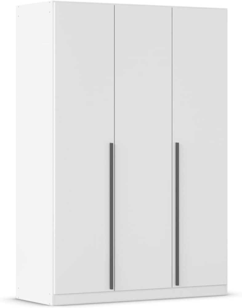 rauch Kleiderschrank Alba, Drehtürenschrank, Garderobenschrank, 3-türig, mit 2 Kleiderstangen und 2 Einlegeböden, Farbe Weiß, Griffstange Grau metallic, Schwarz, 136x197x54cm Bild 1