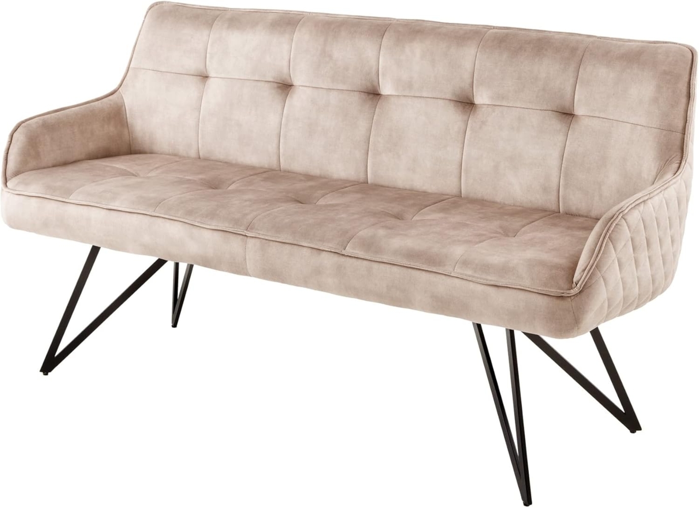 riess-ambiente Sitzbank EUPHORIA 156cm champagner greige / schwarz (Einzelartikel, 1-St), Wohnzimmer · Samt · Metall · Flur · Küche · Esszimmer · Retro Design Bild 1