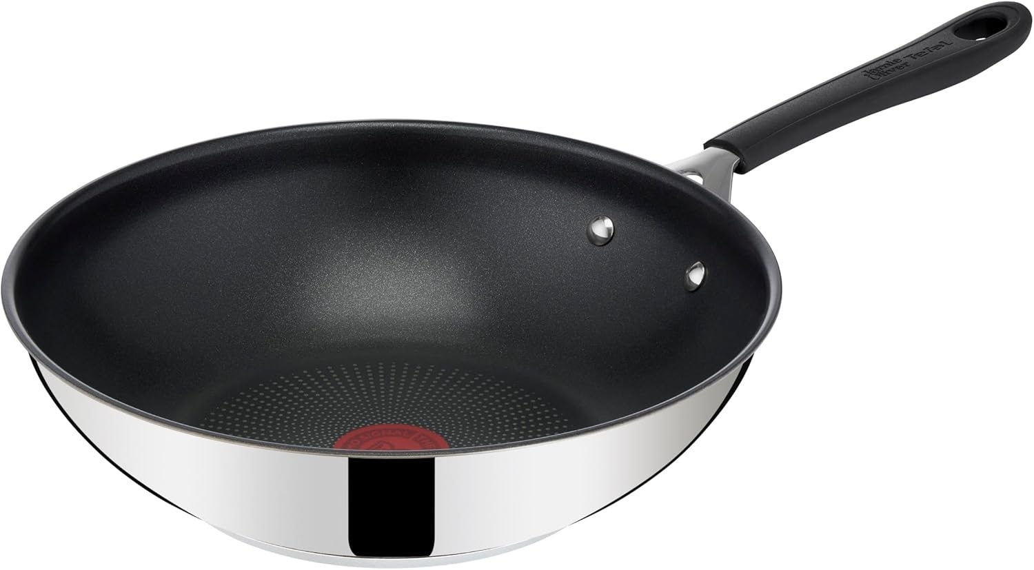 Jamie Oliver by Tefal Home Cook Wok aus Edelstahl, antihaftbeschichtet, 28 cm, E3031925 Bild 1