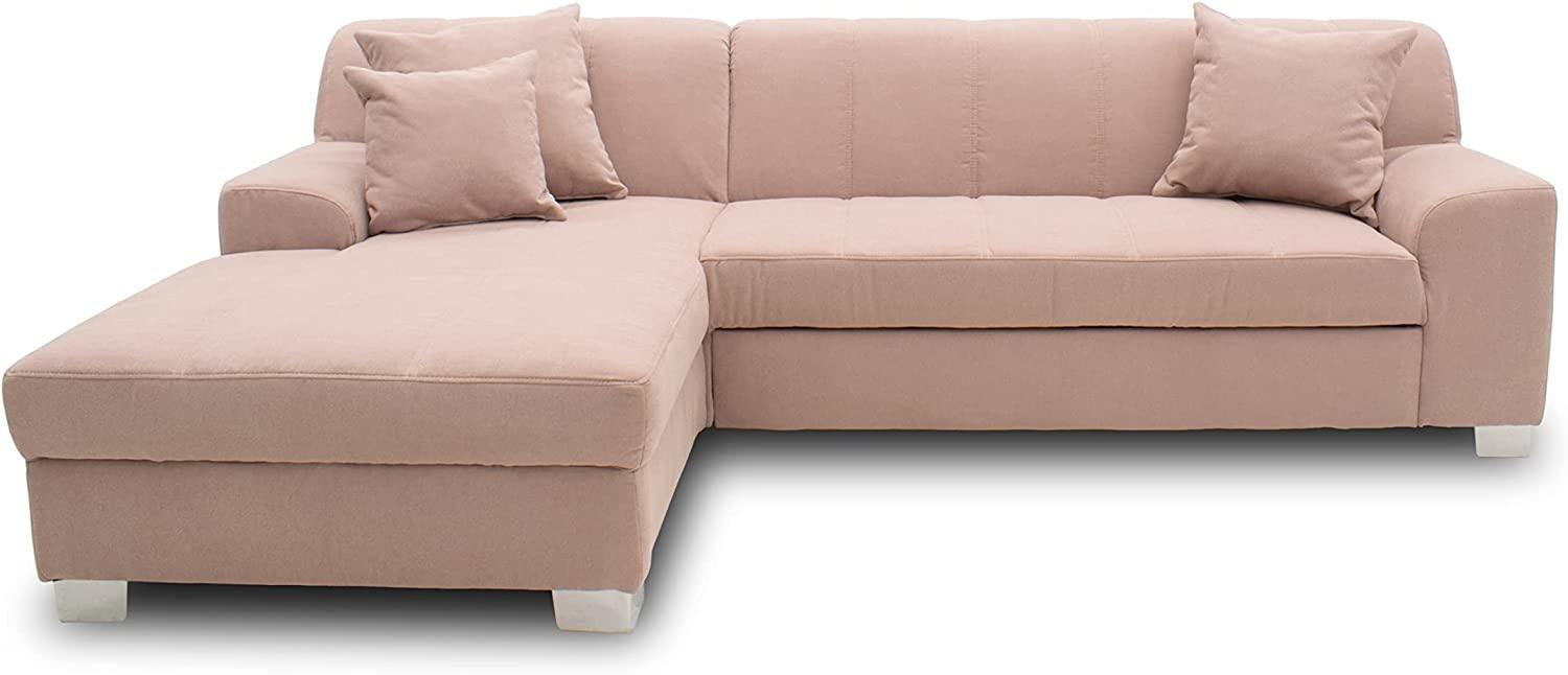 DOMO. collection Capri Ecksofa | Eckcouch in L-Form mit Schlaffunktion, Polsterecke Schlafsofa, rosa, 239x152x75 cm Bild 1