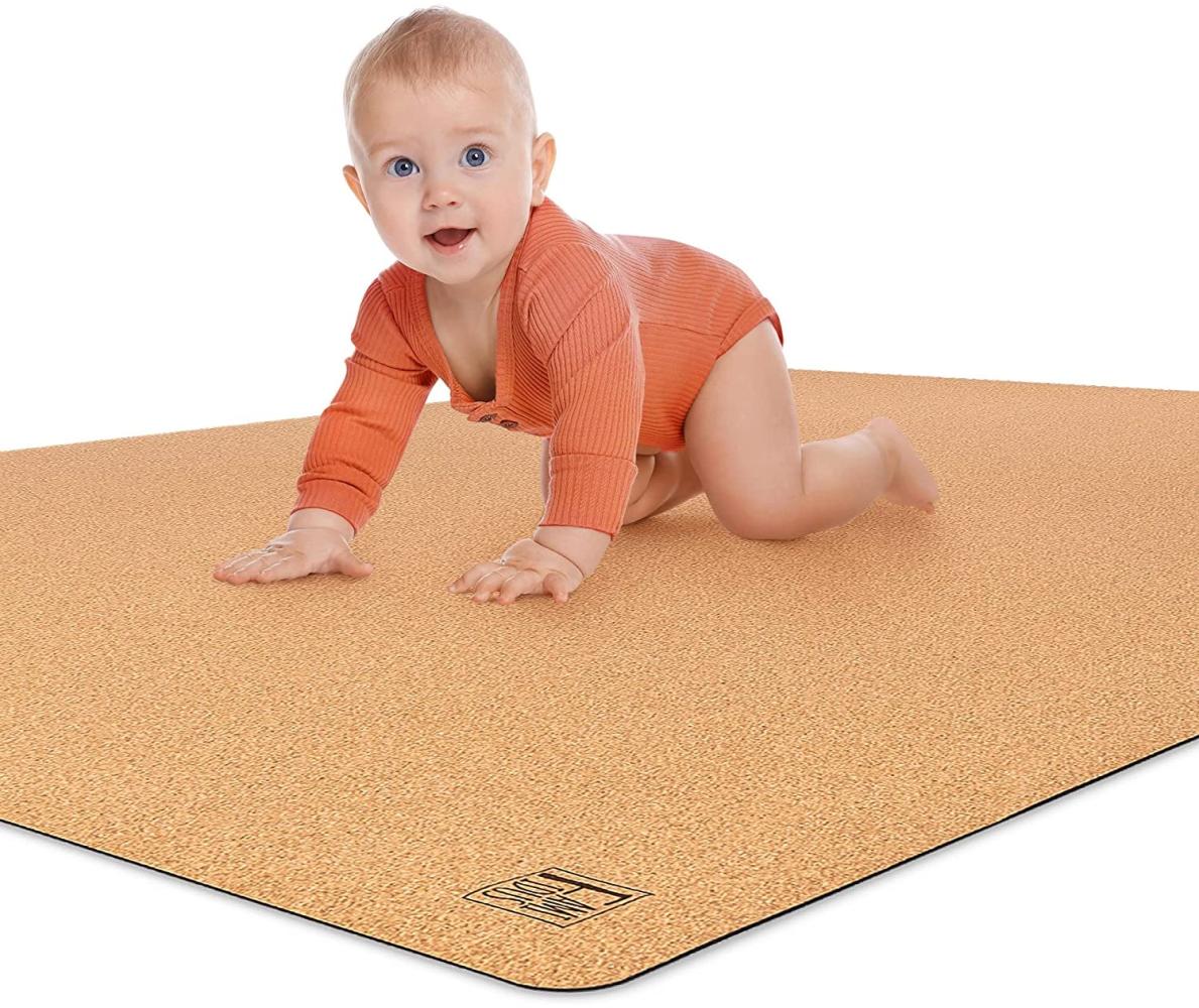 Famifidus Krabbelmatte Baby schadstofffrei - Kinder Spielmatte aus Kork & Naturkautschuk - 180x135 cm - Bodenmatte mit 4,5mm Stärke ideal als Spielunterlage, Spiel und Krabbelunterlage Bild 1