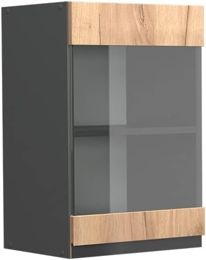 Vicco Glashängeschrank R-Line, Goldkraft Eiche/Anthrazit, 40 cm J-Shape Bild 1