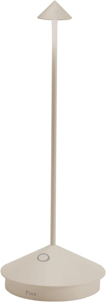 Zafferano, Pina Lamp, Kabellose wiederaufladbare Tischleuchte mit Touch Control, Auch als Außenleuchte verwendbar, Dimmer, 2200-3000 K, Höhe 29 cm, Farbe Sand Bild 1