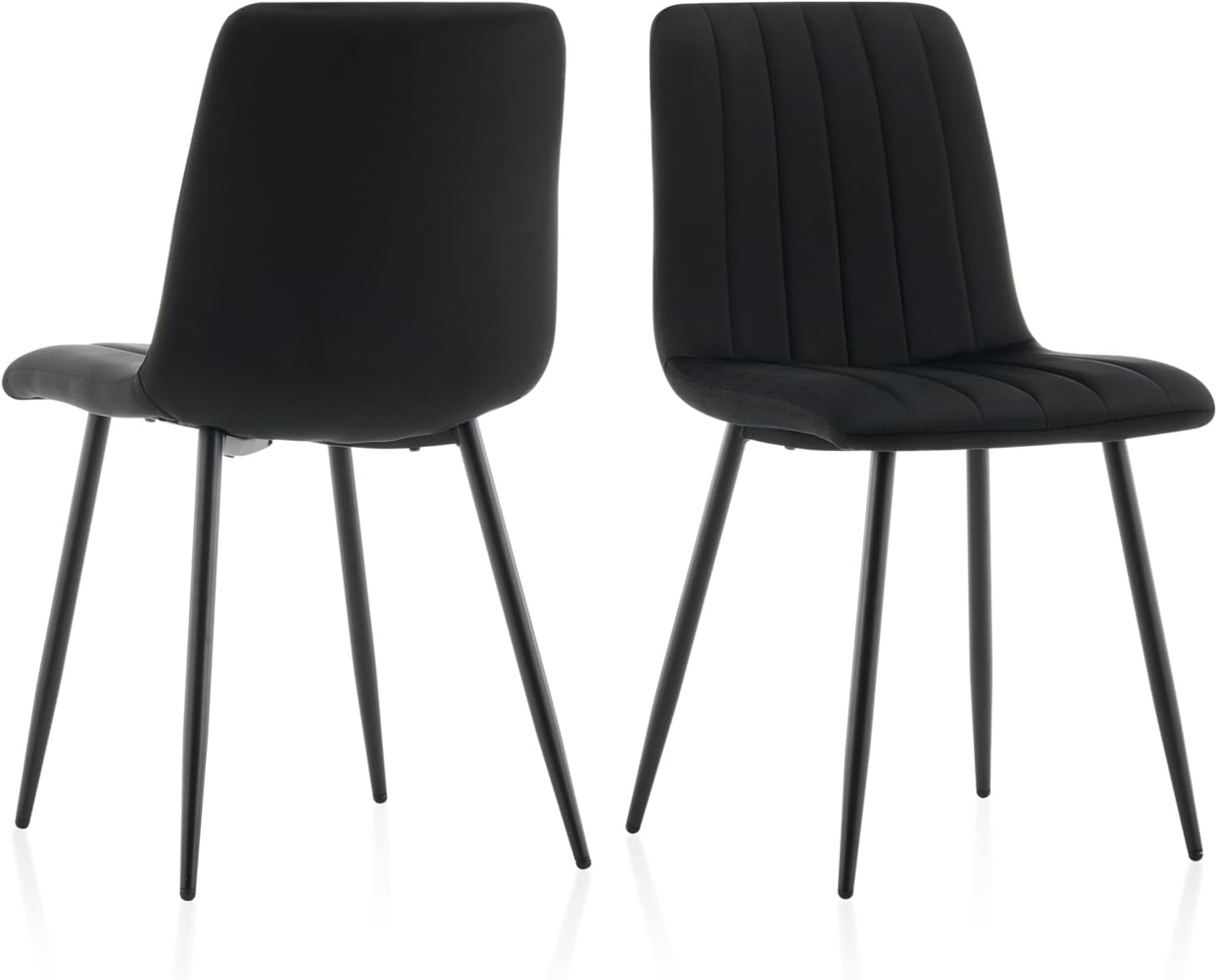 TUKAILAI Esszimmerstühle 2er Set, Beigefarbene Samt-Esszimmerstühle，Bequemer Polsterstuhl，Mit rutschfesten Metallfüßen (Schwarz) Bild 1