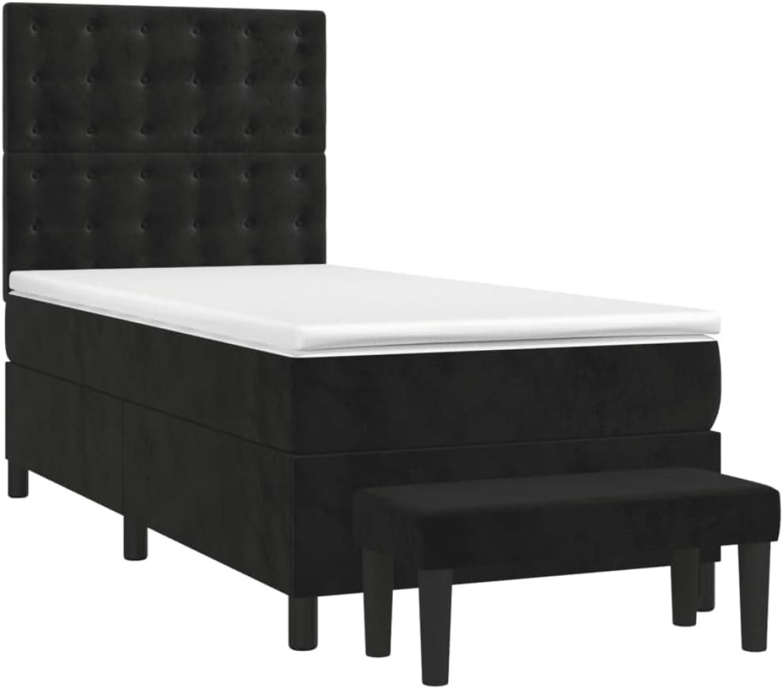 vidaXL Boxspringbett mit Matratze Schwarz 90x190 cm Samt 3138057 Bild 1