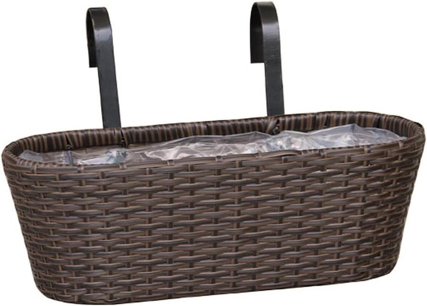 Dehner Blumenkasten mit Halterung, ca. 30 x 16 x 26 cm, Polyrattan, braun Bild 1