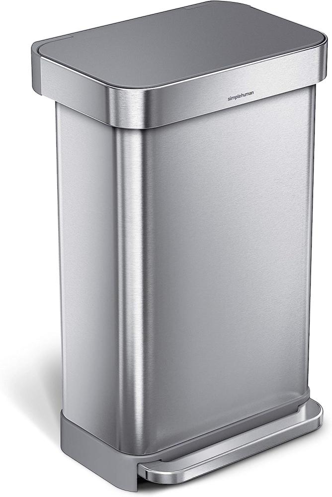 simplehuman Rechteckiger Treteimer mit Beutelfach, Gebürsteter Edelstahl, 45 L Bild 1