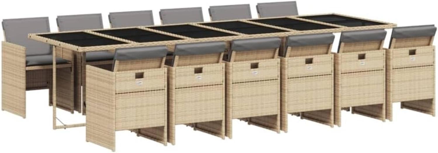 vidaXL 13-tlg. Garten-Essgruppe mit Kissen Beigemischung Poly Rattan 3210588 Bild 1