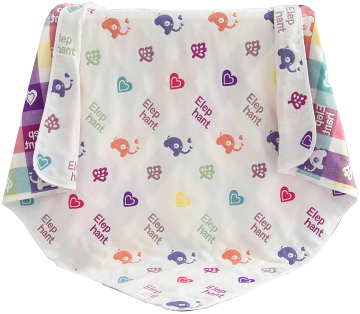 Hayisugar Baby Kuscheldecke, extra weich, 100% Baumwolle, 6-lagig, Decke, Babydecke, Einschlagdecke, Kinderwagendecke, Kinderdecke, Wohndecke Tagesdecke Sommerdecke, Bunt Elefant, 150 x 200 cm Bild 1