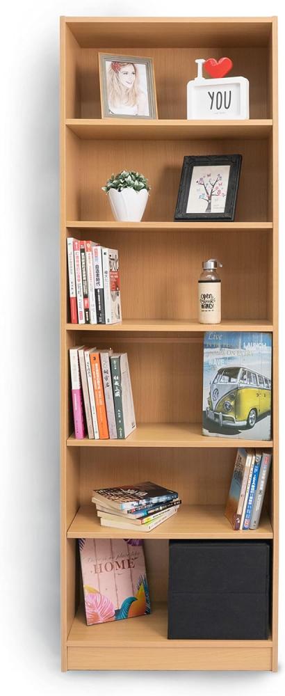 BuildRapido Bücherregal, 6 Etagen, höhenverstellbar, einfache Videomontage, stabiles Holz, Einheitsgröße Bild 1