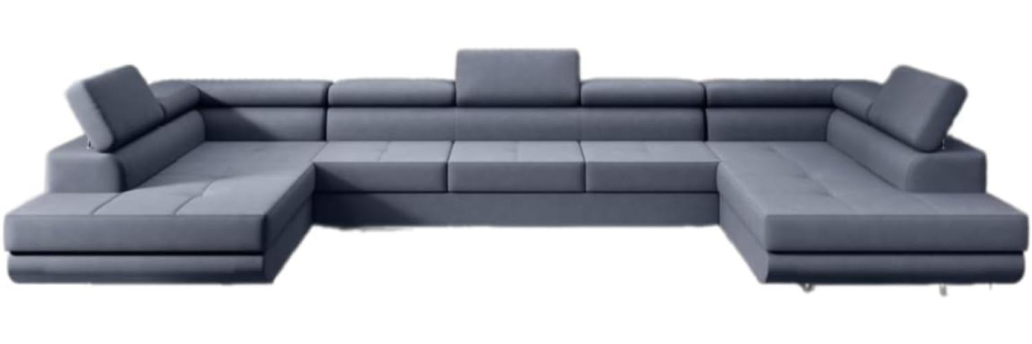 Designer Sofa Positano mit Schlaf und Klappfunktion (Stoff) Blau Bild 1