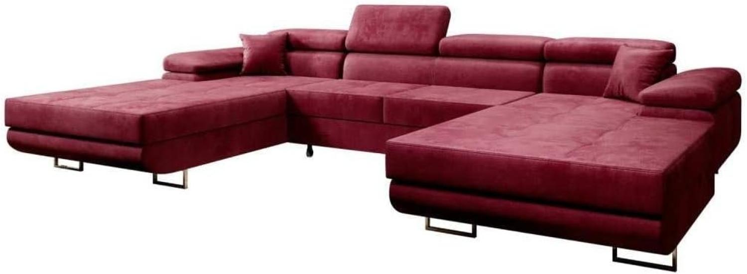 Designer Sofa Calvera U mit Schlaf- und Klappfunktion Bordeaux Bild 1