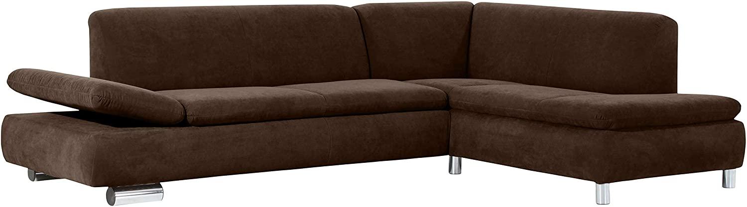 Terrence Ecksofa Veloursstoff Braun Metallfüße verchromt Bild 1