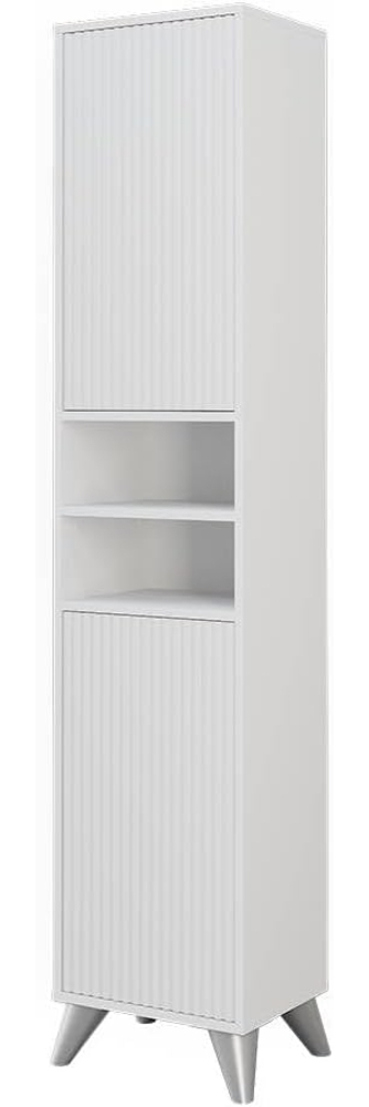 Badschrank Leano Weiß 38 x 180 cm mit 2 Türen Vicco Bild 1