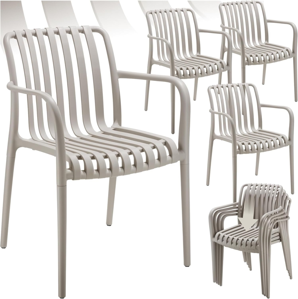 tectake Gartenstuhl Balkonstuhl Alcudia, wetterfest und UV-beständig, stapelbar (Set, 4 St), Wetterfester, robuster und langlebiger Kunststoff Bild 1