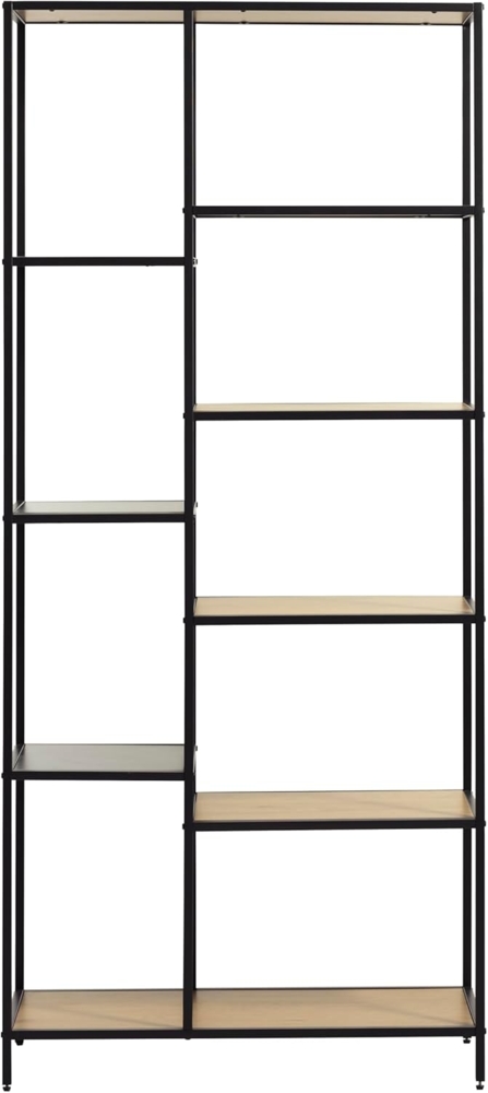 FJORDFORM Bücherregal, Wildeiche Holz, 8 Regale, Schwarzes Metall, Natur Bild 1