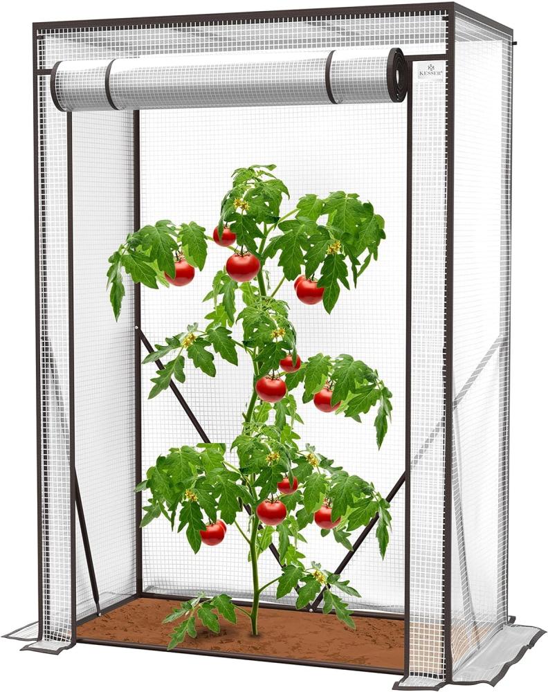 KESSER® Premium Tomatengewächshaus Foliengewächshaus, Gewächshaus klein, Tomatenhaus, Treibhaus mit Tür zum Aufrollen - 100 x 50 x 150 cm Frühbeet, Gemüse, Blumen, Obst, Garten Transparent, 100 x 50 x 150 cm Bild 1