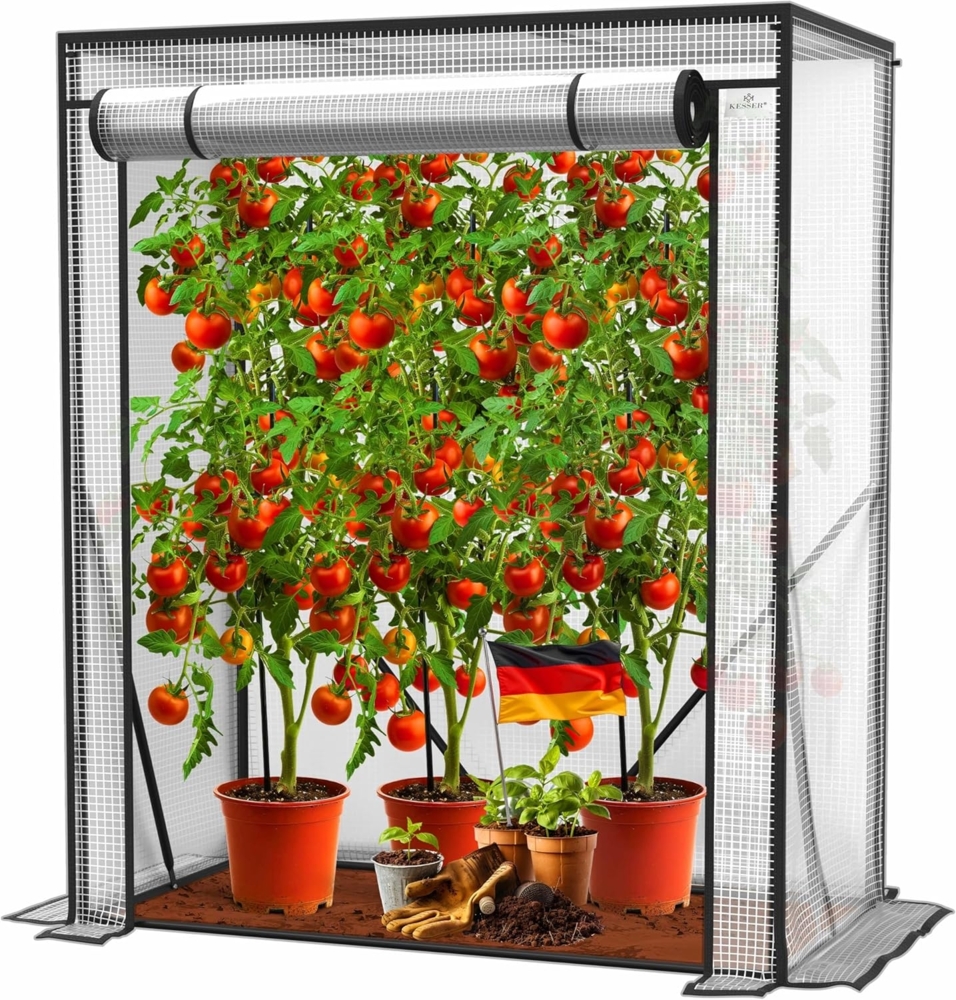 KESSER® Premium Tomatengewächshaus Foliengewächshaus, Gewächshaus klein, Tomatenhaus, Treibhaus mit Tür zum Aufrollen - 100 x 50 x 150 cm Frühbeet, Gemüse, Blumen, Obst, Garten Transparent, 100 x 50 x 150 cm Bild 1