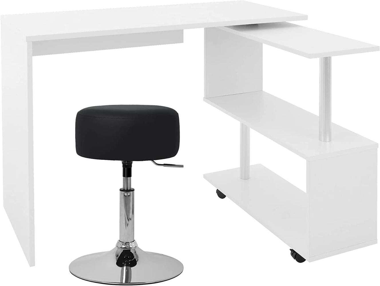 Schreibtisch mit Sitzhocker 150x88x75 cm Weiß aus MDF ML-Design Bild 1