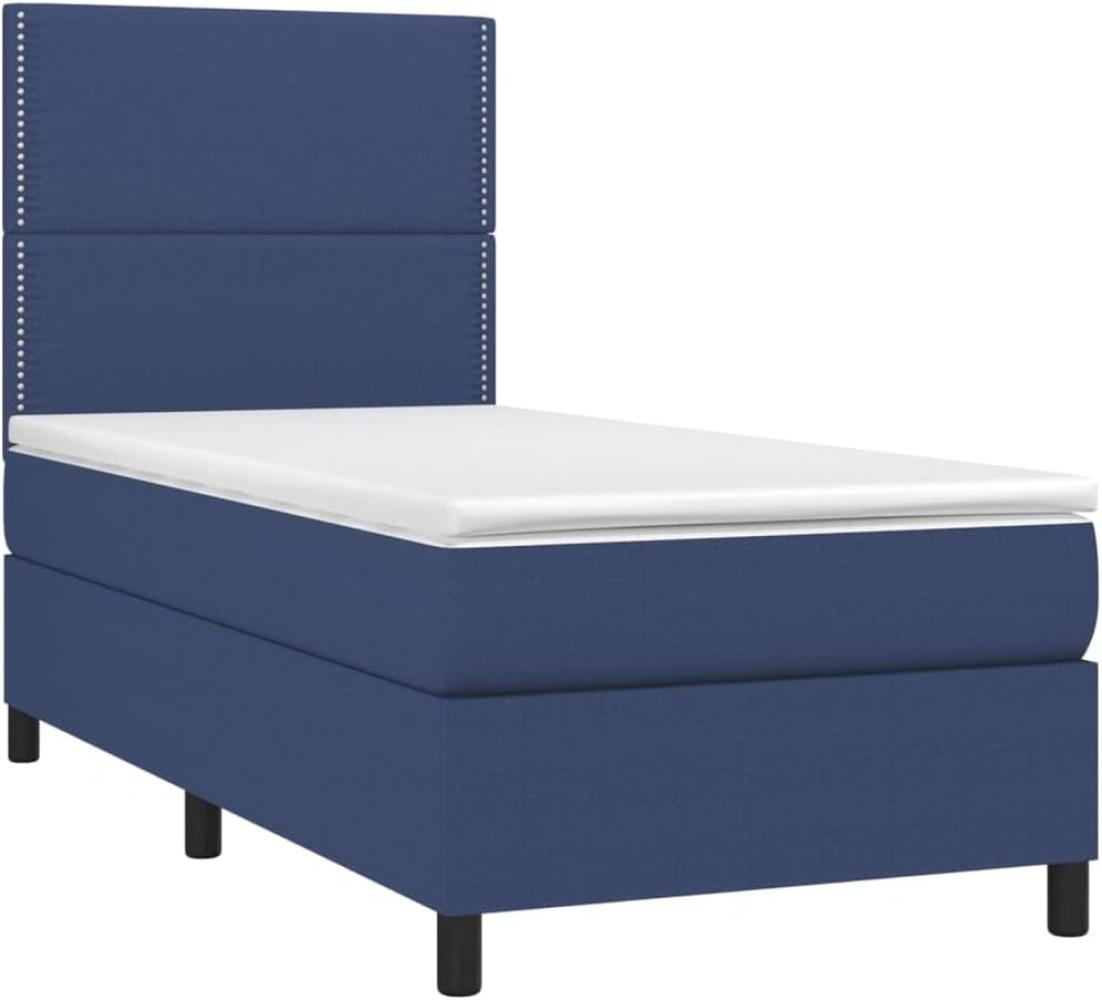 vidaXL Boxspringbett mit Matratze & LED Blau 90x190 cm Stoff 3134763 Bild 1