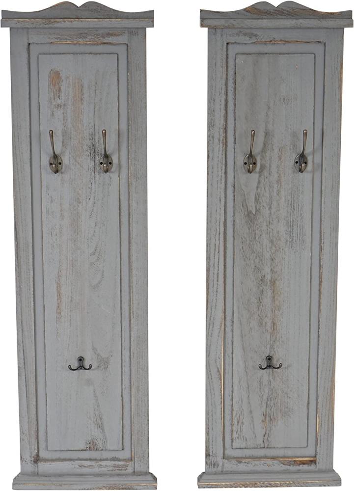 2er-Set Garderobe Wandgarderobe Garderobenpaneel Wandhaken 109x28x4cm ~ grau shabby Bild 1