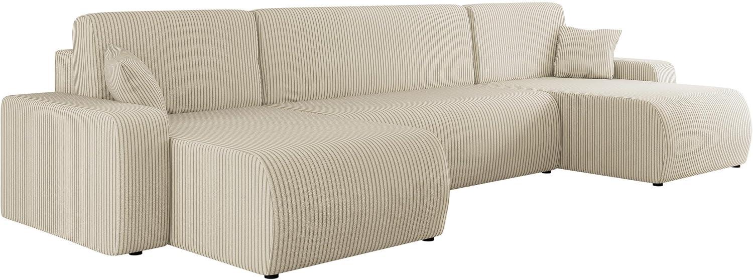 Ecksofa Pixalo U Cord mit Schlaffunktion und Bettkasten (Farbe: Poso 100) Bild 1