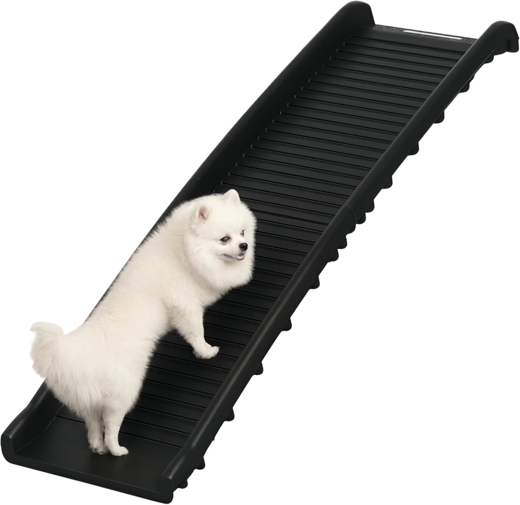 PawHut Hunderampe Hundetreppe mit rutschfester Gummipuffer (Haustierrampe, 1-St, Tierrampe), Schwarz 155 x 39 x 14 cm Bild 1